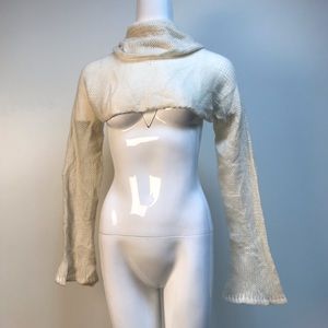 Amo & Bretti white knit turtleneck crop top